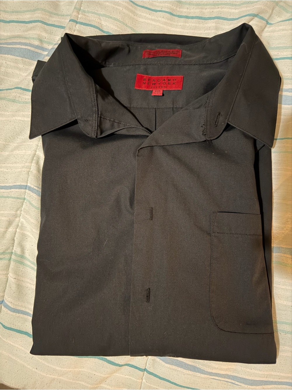 Bergamo New York Men's Black Dress Shirt - Classic Spread Collar